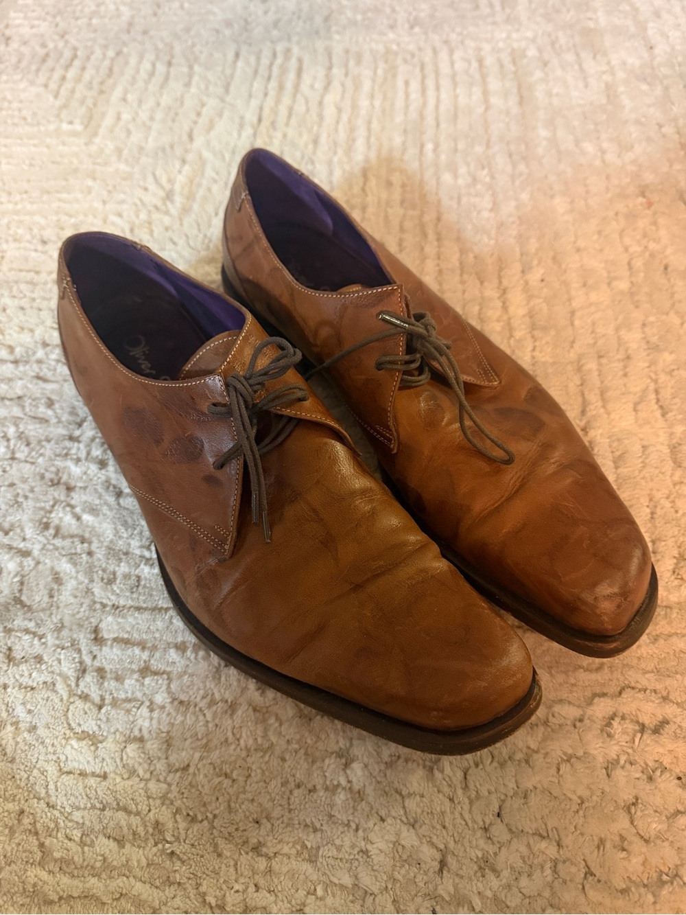 Men's Tan Leather Derby Shoes - Classic Lace-Up Dress Oxfords